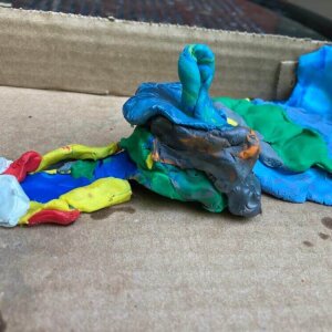 Collaborative clay project #4: Little waterfall and bridge in a park